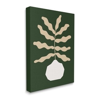 Stupell Minimal Potted Plant Yellow Foliage Over Green Canvas Wall Art