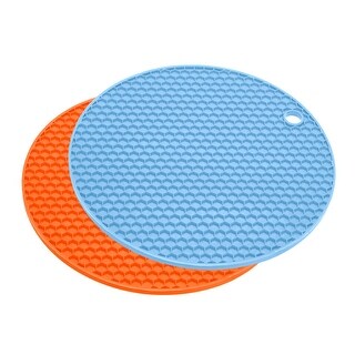 Silicone Trivet Mats Pcs Round Hot Honeycomb Drying Mat Orange Light Blue Orange Light