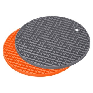 Silicone Trivet Mats Pcs Round Hot Pan Pads Hot Pot Holder Orange Deep Gray Orange Deep