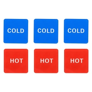 Self Stick Hot Cold Water Label Square Shape Signs Red Blue Bed Bath
