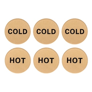 Self Stick Hot Cold Water Label Acrylic Round Shape Signs Gold Bed