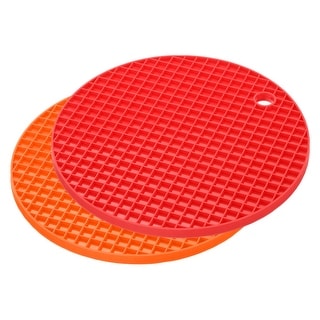 Silicone Trivet Mats Pcs Round Hot Pan Pads Drying Mat Orange Red Orange Red Bed Bath