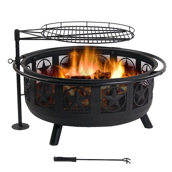 Sunnydaze Black All Star Fire Pit with Cooking Grate, 30 ...