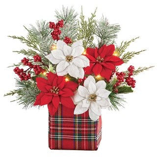 LED Lighted Poinsettia Tabletop Centerpiece 14 250 X 6 000 X 5 750