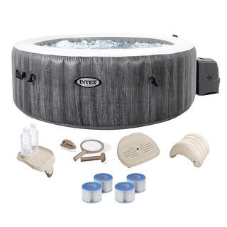 Intex Purespa Plus Inflatable Portable Bubble Jet Spa Hot Tub With Deluxe Bundle Bed