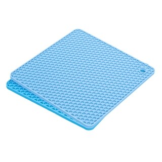 Silicone Trivet Mats Pcs Square Hot Pan Pads Hot Pot Holder Light Blue Blue Light Blue