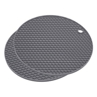 Silicone Trivet Mats 2pcs Round Hot Pan Pads Honeycomb Drying Mat Deep Gray Deep Gray Bed