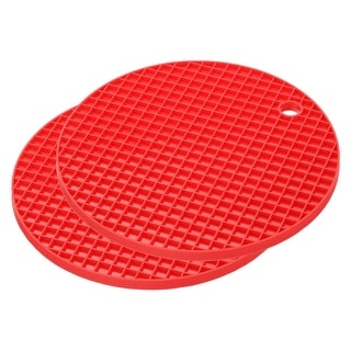 Silicone Trivet Mats 2pcs Round Hot Pan Pads Hot Pot Holder Drying Mat Red Bed Bath
