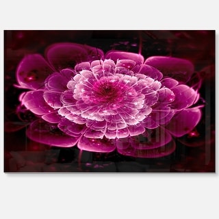 Fractal Flower Dark Pink Floral Digital Art Glossy Metal Wall Art