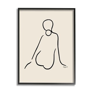 Stupell Female Sitting Doodle Line Nude Drawing Framed Giclee