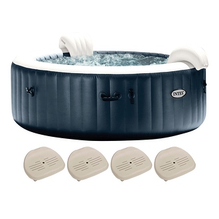 Intex PureSpa Plus Inflatable Bubble Jet Hot Tub Slip Resistant Seat 4 Pack Bed Bath