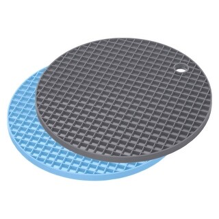 Silicone Trivet Mats Pcs Round Hot Pan Pads Drying Mat Light Blue Deep Gray Light Blue