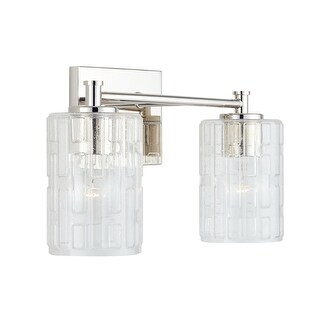 Emerson 2 Light Polished Nickel Bath Vanity Fixture W Embossed Seeded