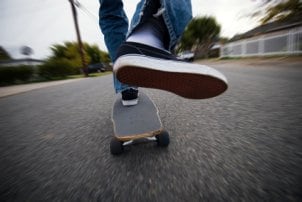 A Guy Skateboarding