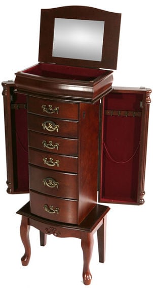 Beautiful polished wood jewelry armoire