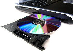 Blank media disc in a CD tray