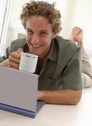 Man accessing a wireless network