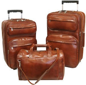 Cognac leather luggage set