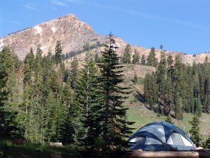 Camping in a Coleman tent