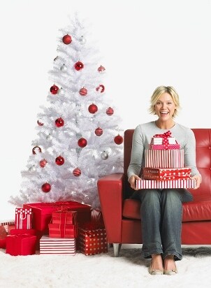 Woman holding Christmas gifts