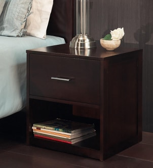 Dark wood storage nightstand