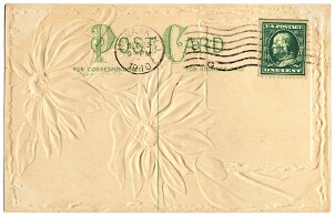Handmade embossed postcard