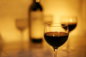 Wine glasses served at a restaurant bar