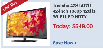 Toshiba 42SL417U 42-inch 1080p 120Hz Wi-Fi LED HDTV with Net TV - Save Now
