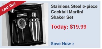Stainless Steel 5-piece Cocktail Martini Shaker Set - Save Now