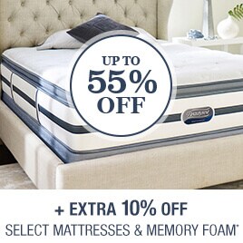 Up to 55% off + extra 10% off Select Mattresses & Memory Foam