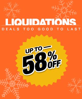 Liquidations. Deals up to 58% off.