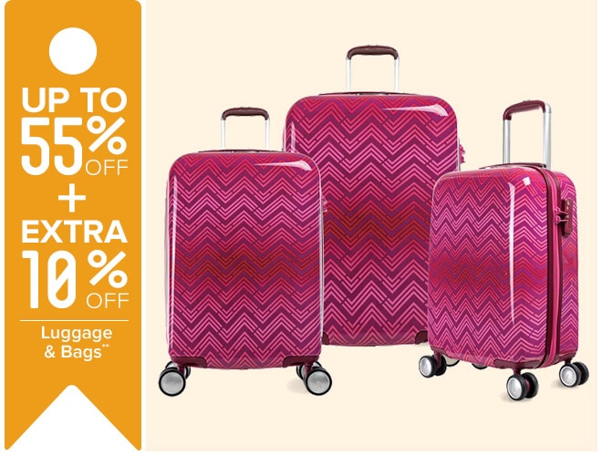 Up to 55% off + Extra 10% off Luggage & Bags**