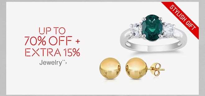 Up to 70% off + Extra 15% off Jewelry**