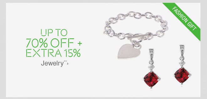 Up to 70% off + Extra 15% off Jewelry**