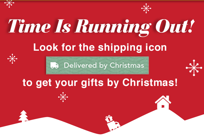 Time Is Running Out! Look for the shipping icon - Delivered by Christmas - to get your gifts by Christmas!