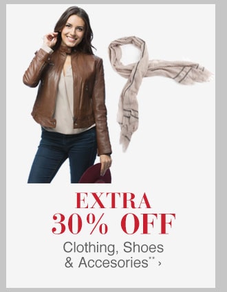 Extra 30% off Clothing, Shoes & Accessories**