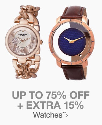 Up to 75% off + Extra 15% off Watches**