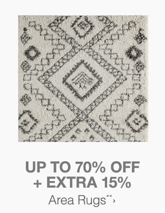 Up to 70% off + Extra 15% off Area Rugs**