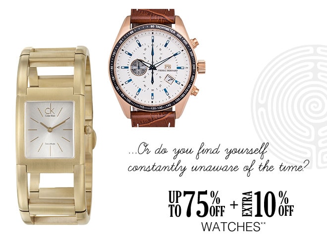 Up to 75% off + Extra 10% off Watches**