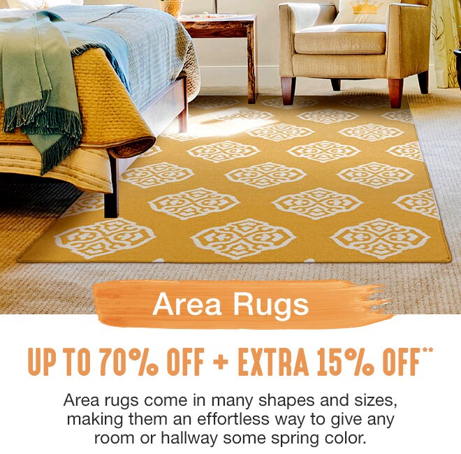 Up to 70% off + Extra 15% off Area Rugs**