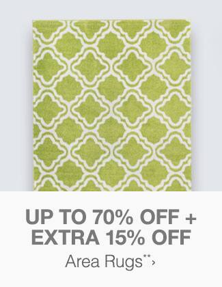 Up to 70% off + Extra 15% off Area Rugs**