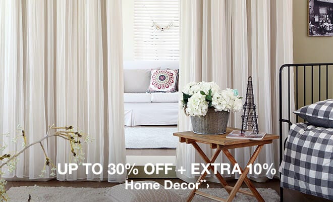 Up to 30% off + Extra 10% off Home Decor**