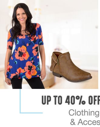 Up to 40% off + Extra 10-20% off Clothing, Shoes & Accessories**