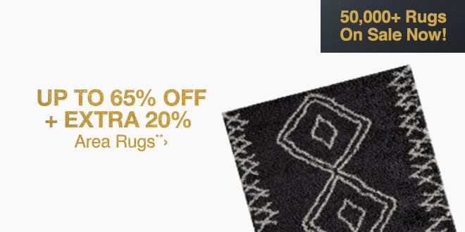 Up to 65% off + Extra 20% off Area Rugs**