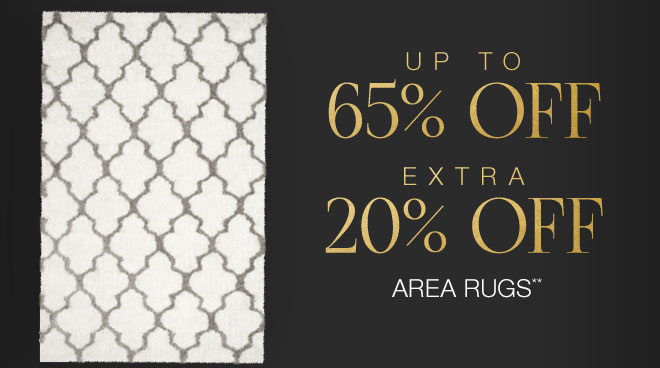 Up to 65% off + Extra 20% off Area Rugs**