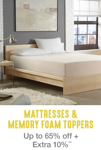 Up to 65% off + Extra 10% off Mattresses & Memory Foam Toppers**