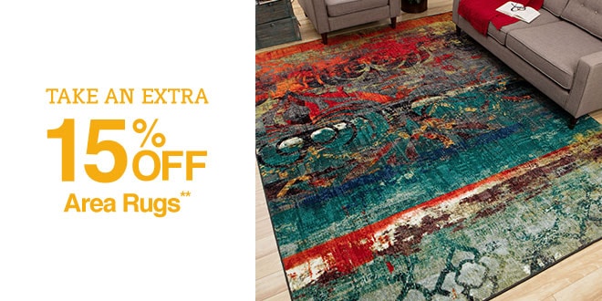 Up to 70% off + Extra 15% off Area Rugs**