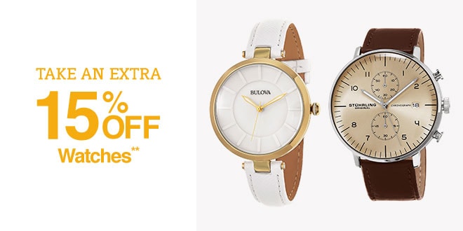 Up to 70% off + Extra 15% off Watches**