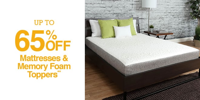 Up to 65% off Mattresses & Memory Foam Toppers**