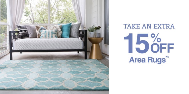 Up to 70% off + Extra 15% off Area Rugs**